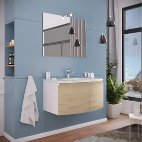 Mobilna wanna rover dymiona "Ettore" z 2 frontami ze specchio LED i ceramiczną umywalką cm 80x49 42h