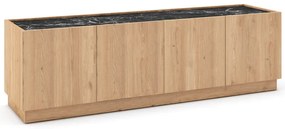 Czarno-naturalna szafka pod TV w dekorze dębu 160x48 cm Dione – Marckeric