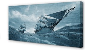 Fotoobraz na płótnie Statek podczas Morskiego Sztormu