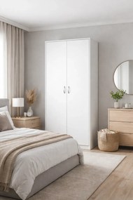 Biała dwudrzwiowa szafa z półkami C3-D96