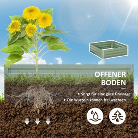 Outsunny Zestaw 2 skrzynek na kwiaty Stalowa konstrukcja Otwarte dno Zielony 100x100x30cm Ogród | Aosom PL