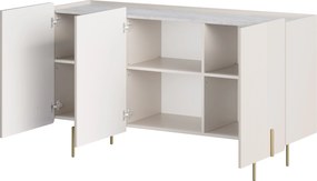 Komoda Malmi 150 cm trzydrzwiowa - kaszmir / crema bianca / złote nóżki