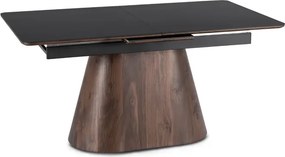 Stół Rozkładany Prostokątny LIZBONA 160-200 cm Ceramiczny Czarny/Orzech do Jadalni Loft