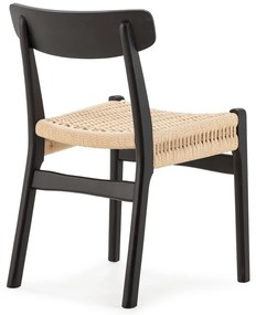 Czarne krzesła zestaw 2 szt. z litego drewna kauczukowego Biel – MOME