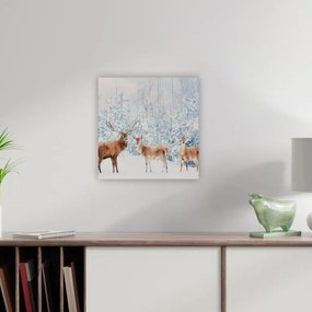 Obraz na ścianę "Jelenie w lesie", LED z timerem, 40 x 40 cm