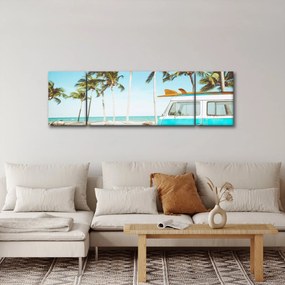 Obraz - Vintage van na plaży (170x50 cm)