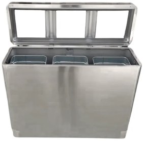 Kosz do segregacji śmieci, 3x 44 l, ze stali nierdzewnej