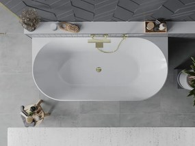 Mexen Oval Slim wanna wolnostojąca przyścienna 170 x 80 cm, biała, przelew złoty - 52661708000-50