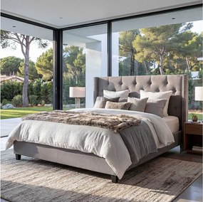 Łóżko tapicerowane MCW-N59,  szare