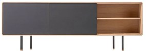 Czarno-naturalna szafka pod TV z litego drewna dębowego 180x64 cm Fina – Gazzda