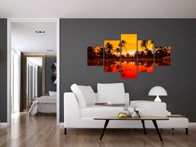 Obraz - Zachód słońca nad kurortem (125x70 cm)
