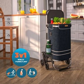 Torba na zakupy na kółkach do schodów COMFORT, 50l, czarna Jurhan