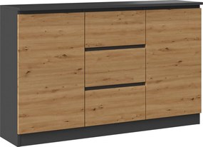 Komoda loft z szufladami i drzwiczkami antracyt + dąb artisan D0-K16