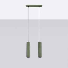 Lampa wisząca minimalistyczny Gloow, aluminium - 2 źródło światła 4000K - L.30 x H.90 cm - zielony oliwkowy