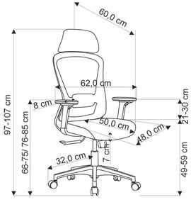 Czarny ergonomiczny obrotowy fotel z funkcją multiblock i z zagłówkiem - Tungo