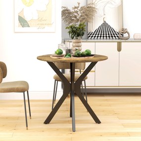 HOMCOM Stół Kuchenny dla 2 Osób, Okrągły, Stelaż z Malowanej Proszkowo Stali, Ø78 cm, Rustykalny Brąz