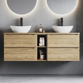 Zestaw do Łazienki 140cm Szafka Regał Blat Dąb Olejowany Etna