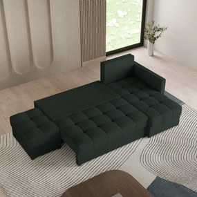 Masseno Narożnik LUMARI z funkcją spania i pojemnikiem na pościel Narozniki L, Rozkładana sofa - Zielony, NEVE 37