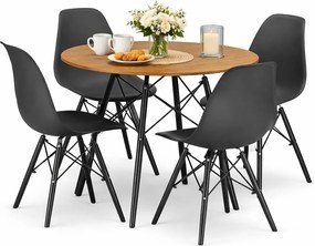 Stół okrągły dąb 80 w zestawie cm z 4 krzesłami do jadalni 2 kolory F8-C58