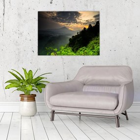 Obraz na szkle - zielony górski krajobraz (70x50 cm)