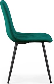 Zestaw 8 zielonych krzeseł welurowych - Selvaro