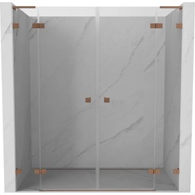 Mexen Lunar L Duo drzwi prysznicowe uchylne 200 cm, transparent, miedź szczotkowana - 834DL-200-000-65-00