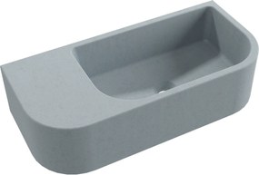 Umywalka betonowa wisząca / nablatowa półokrągła z półką bez otworu na baterię 65 x 30 cm LARMO | różne kolory : Kolor - Ciemny szary, Typ montażu - nablatowa