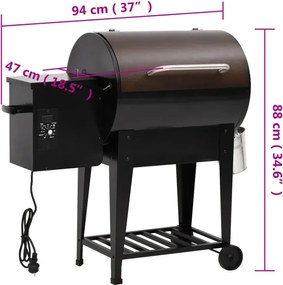 Czarny grill na pellet z dolną półką C3-B40
