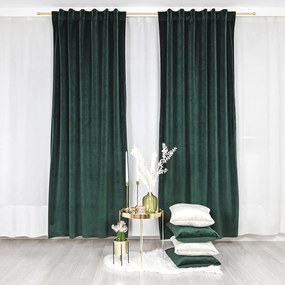 Welurowa zasłona Werona w kolorze butelkowej zieleni