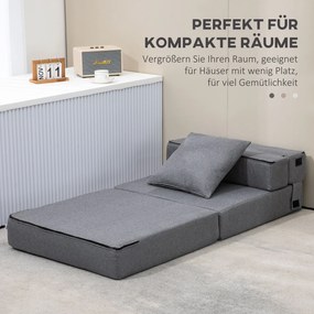 HOMCOM Rozkładana sofa Zdejmowany do czyszczenia Maksymalne obciążenie 100kg 70 cm x 70 cm x 61 cm Ciemnoszary | Aosom PL