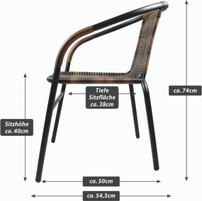 Zestaw krzeseł ogrodowych bistro,brązowe, 2 szt