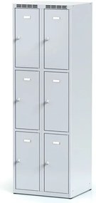 Alfa 3 Szafka skrytkowa S6, 6 schowków, 1800 x 600 x 500 mm, zamek obrotowy, drzwi szare