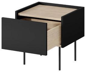 Szafka nocna Desin z szufladą 45 cm - czarny mat / dąb nagano