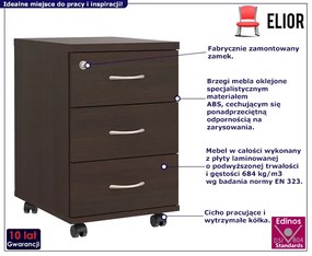 Klasyczny Kontenerek Biurowy Na Kółkach Wenge Edus