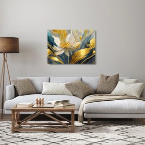 Obraz na szkle - Malowanie złotych kwiatów (70x50 cm)
