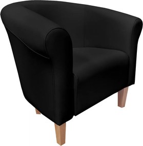 Fotel Milo tkanina Eko-skóra elegancki fotel do salonu i gabinetu : Kolor nogi - Drewno, Kolor tkaniny - EKO-SKÓRA - 1D, Wysokość nogi - 15 cm