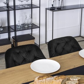 Krzesło Tapicerowane do Salonu VIKI Czarne Welurowe Nowoczesne Loft
