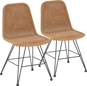 Pakiet dwóch krzeseł do jadalni lub ogrodu Beth Rattan/Czarny