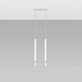 Lampy wiszące nowoczesny Eclim, stal/szkło - 2 źródło światła 4000K - L.30 x H.120 cm - biały