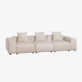 Sofa Modułowa 3-częściowa ↔︎315 Cm Z Niskim Podłokietnikiem Bruna Sztruksu Beżowy Len - Sklum