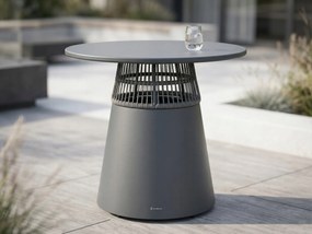 Stół ogrodowy aluminiowy okrągły 90 cm ze stylowym plecionym oplotem szary