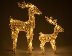 Zestaw błyszczących reniferów, 45 diod LED, z zegarem, na ba