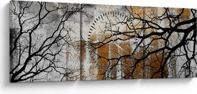 Obraz - Sylwetki drzew (z zegarem) (90x30 cm)