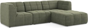 Zielony narożnik z materiału bouclé (prawostronny/z szezlongiem) Aloha – Makamii