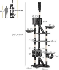Drapak dla kota drzewko domek szary pawhut