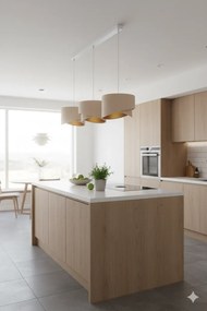 Beżowa potrójna lampa wisząca asymetryczna - S508 T8-N35