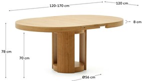 Okrągły rozkładany stół z dodatkowym blatem w dekorze dębu ø 120 cm Artis – Kave Home