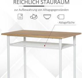HOMCOM Zestaw barowy stół z drewnianym blatem i białe hokery nowoczesny do kuchni | Aosom PL