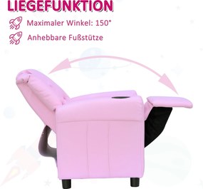HOMCOM Fotel dziecięcy mini fotel sofa dla dzieci wiek 3-6 lat funkcja leżaka kolor różowy
