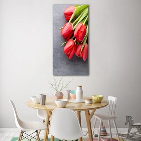 Foto obraz na szkle Czerwone tulipany